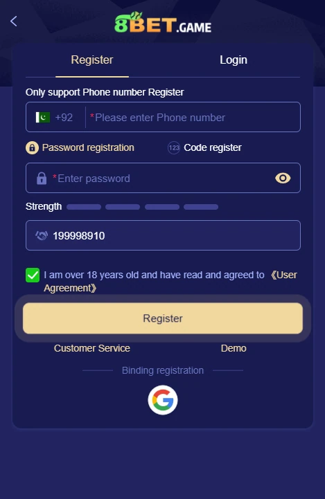 8bet Game download screen with JazzCash and EasyPaisa secure withdrawal options