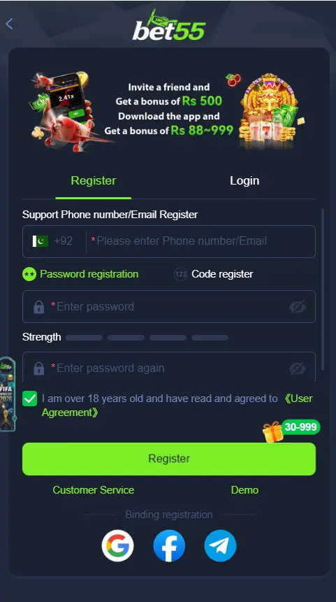 BET55 Game Register and Login