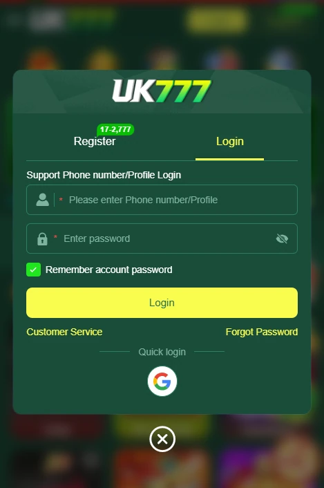 UK777 Game Login