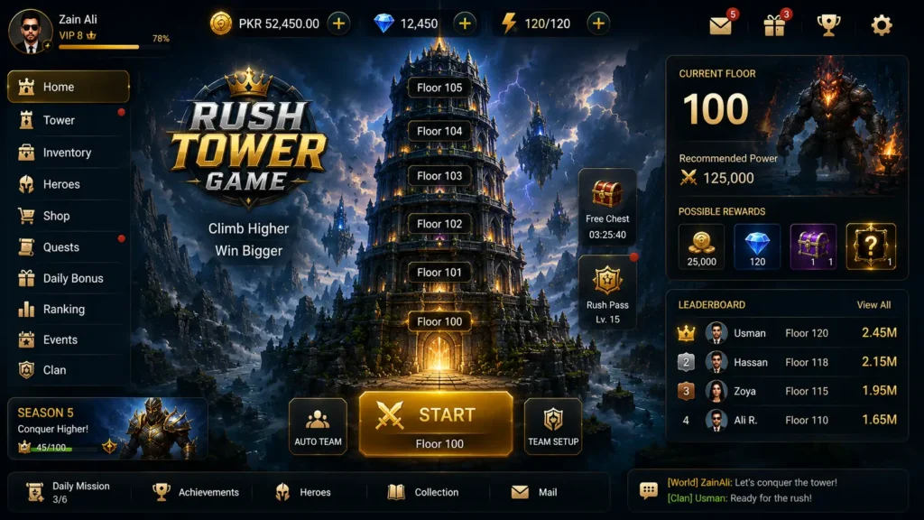Rush Tower Game download guide for Android users in Pakistan with latest APK installation steps